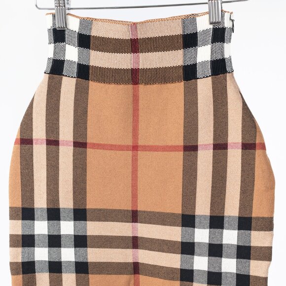 Burberry Kammie Birch Brown Check Knit Pencil Skirt - Picture 4 of 11
